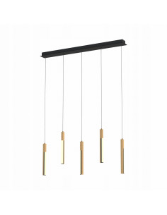 Lampa sufitowa ELIOT LED z drewnianymi akcentami - nowoczesna lampa dekoracyjna, 5 źródeł światła, żółta, idealna do salonu.