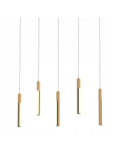 Lampa sufitowa ELIOT LED z drewnianymi akcentami - nowoczesna lampa dekoracyjna, 5 źródeł światła, żółta, idealna do salonu. 2