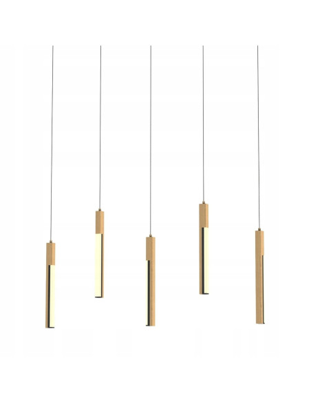 Lampa sufitowa ELIOT LED z drewnianymi akcentami - nowoczesna lampa dekoracyjna, 5 źródeł światła, żółta, idealna do salonu.