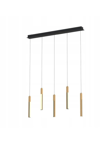 Lampa sufitowa ELIOT LED z drewnianymi akcentami - nowoczesna lampa dekoracyjna, 5 źródeł światła, żółta, idealna do salonu.