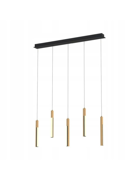 Lampa sufitowa ELIOT LED z drewnianymi akcentami - nowoczesna lampa dekoracyjna, 5 źródeł światła, żółta, idealna do salonu.