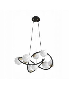 Lampa wisząca NISYRO w kolorze czarnym z alabastrowymi kloszami, idealna do nowoczesnych wnętrz i biur