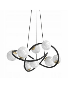 Lampa wisząca NISYRO w kolorze czarnym z alabastrowymi kloszami, idealna do nowoczesnych wnętrz i biur 2