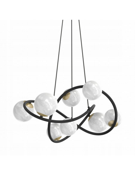 Lampa wisząca NISYRO w kolorze czarnym z alabastrowymi kloszami, idealna do nowoczesnych wnętrz i biur