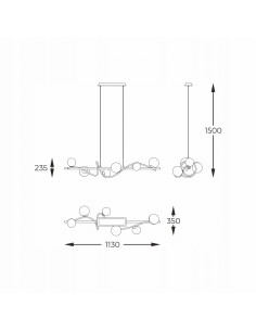 Lampa wisząca Nisyro w nowoczesnym stylu - elegancka, 6-punktowa, czarny metal, idealna do dużych wnętrz. 2