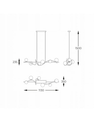 Lampa wisząca Nisyro w nowoczesnym stylu - elegancka, 6-punktowa, czarny metal, idealna do dużych wnętrz.