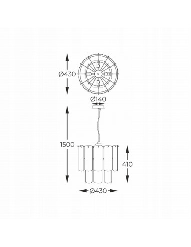 Lampa wisząca NIRA z 8 punktami świetlnymi w złotym wykończeniu, idealna do nowoczesnych wnętrz i eleganckich aranżacji.