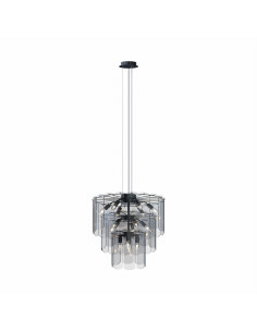 Lampa sufitowa NIRA E14 z trzema szklanymi okręgami, czarna, nowoczesny styl do eleganckich wnętrz