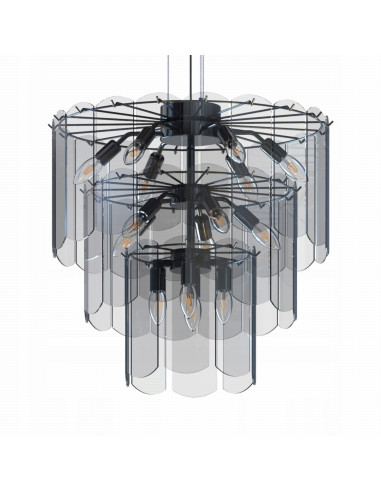 Lampa sufitowa NIRA E14 z trzema szklanymi okręgami, czarna, nowoczesny styl do eleganckich wnętrz