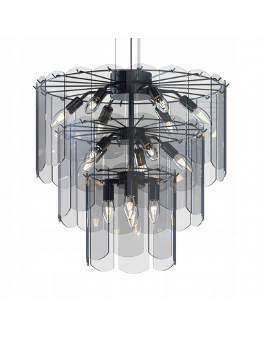 Lampa sufitowa NIRA E14 z trzema szklanymi okręgami, czarna, nowoczesny styl do eleganckich wnętrz