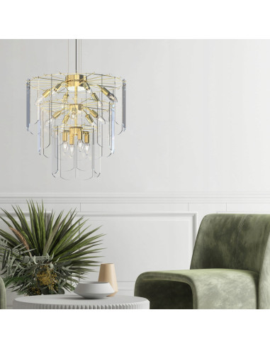 Lampa wisząca NIRA glamour z przezroczystym kloszem, 180 cm – elegancja do nowoczesnych wnętrz