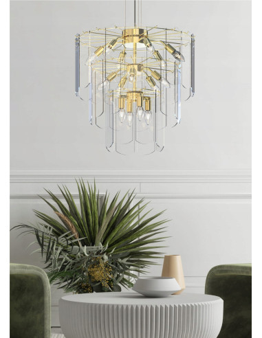 Lampa wisząca NIRA glamour z przezroczystym kloszem, 180 cm – elegancja do nowoczesnych wnętrz