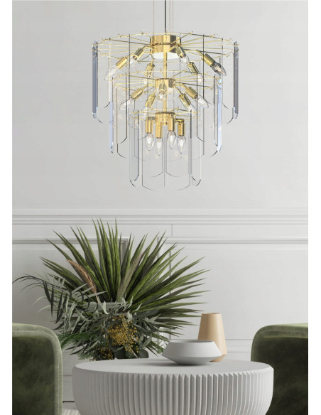 Lampa wisząca NIRA glamour z przezroczystym kloszem, 180 cm – elegancja do nowoczesnych wnętrz