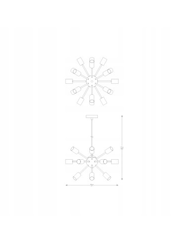 Elegancka lampa sufitowa MANDI chromowana, 18xE27, 148 cm, metalowa do salonu i biura - nowoczesny design.