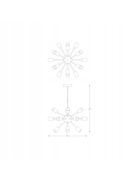 Elegancka lampa sufitowa MANDI chromowana, 18xE27, 148 cm, metalowa do salonu i biura - nowoczesny design.