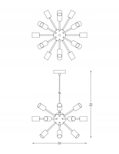 Lampa wisząca MANDI 18 kloszy, złota, nowoczesna, E27, elegancka do biura i wnętrz domowych, Zuma Line