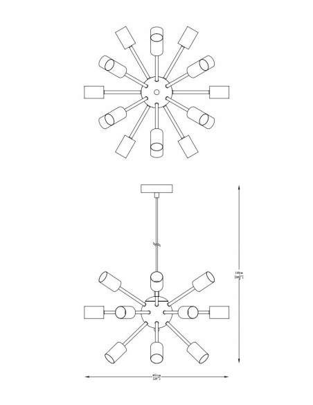 Lampa wisząca MANDI 18 kloszy, złota, nowoczesna, E27, elegancka do biura i wnętrz domowych, Zuma Line