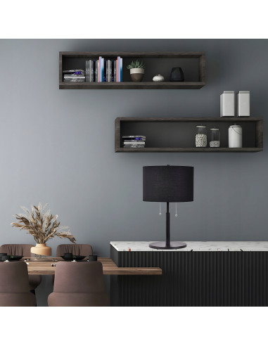 Elegancka lampa nocna Fogo z czarnym abażurem - stylowe oświetlenie do sypialni i biura, doskonałe do nowoczesnych wnętrz