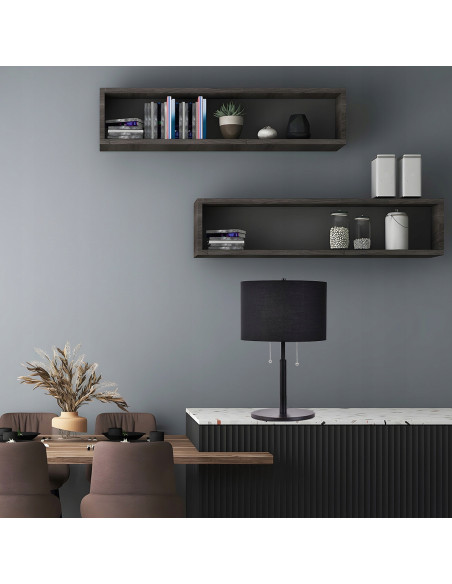 Elegancka lampa nocna Fogo z czarnym abażurem - stylowe oświetlenie do sypialni i biura, doskonałe do nowoczesnych wnętrz