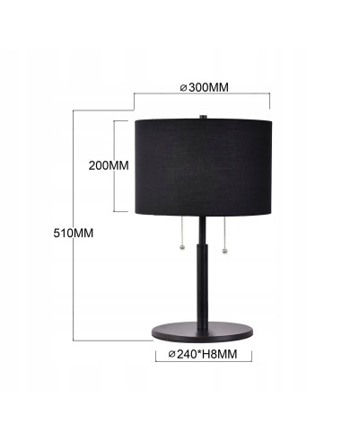 Elegancka lampa nocna Fogo z czarnym abażurem - stylowe oświetlenie do sypialni i biura, doskonałe do nowoczesnych wnętrz