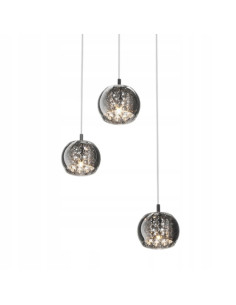 Nowoczesna lampa wisząca CRYSTAL na srebrnym stelażu, 3-punktowe oświetlenie do salonu i sypialni. 2