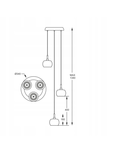 Nowoczesna lampa wisząca CRYSTAL na srebrnym stelażu, 3-punktowe oświetlenie do salonu i sypialni.