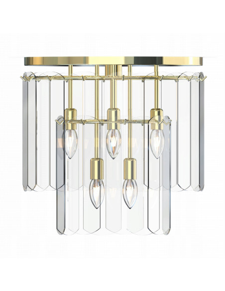 Lampa sufitowa NIRA złota, 8-punktowa, elegancka z oszklonymi kloszami - nowoczesne oświetlenie do wnętrz