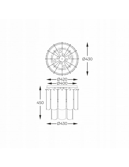 Lampa sufitowa NIRA złota, 8-punktowa, elegancka z oszklonymi kloszami - nowoczesne oświetlenie do wnętrz