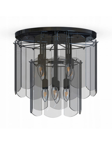 Nowoczesna lampa sufitowa NIRA z dymionymi kloszami, 8-punktowe oświetlenie w kolorze szarym do salonu i jadalni