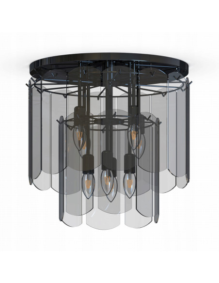 Nowoczesna lampa sufitowa NIRA z dymionymi kloszami, 8-punktowe oświetlenie w kolorze szarym do salonu i jadalni