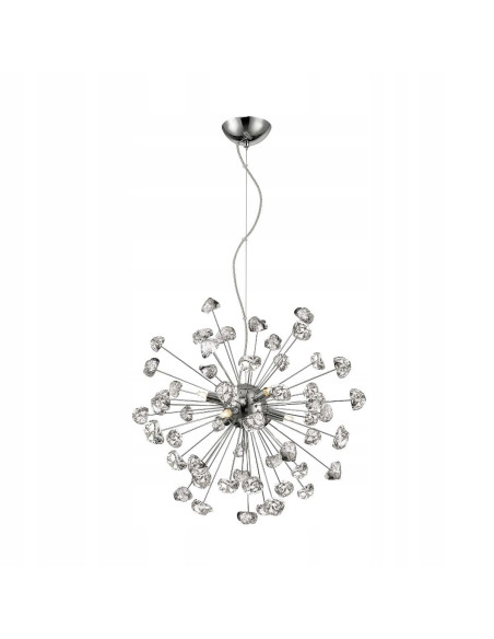 Lampa sufitowa STAR - Nowoczesny żyrandol z lodowymi kloszami w eleganckim chromie do każdego wnętrza