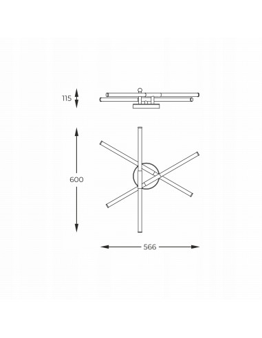 Lampa sufitowa LED LAUTARO – trójramienna, nowoczesne oświetlenie do salonu i biura w stylu satelitarnym.