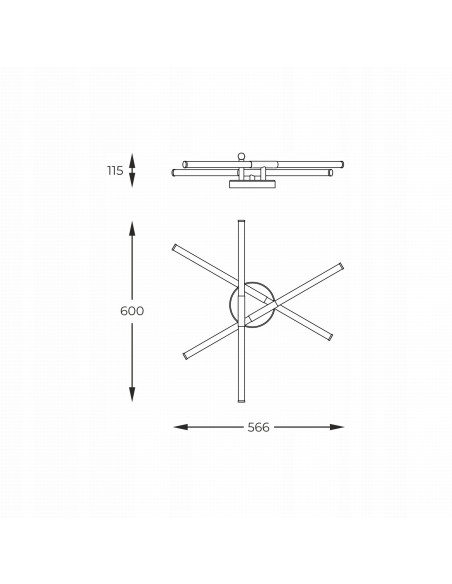 Lampa sufitowa LED LAUTARO – trójramienna, nowoczesne oświetlenie do salonu i biura w stylu satelitarnym.