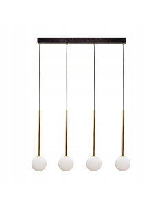 Lampa wisząca ALI G9 z 4 źródłami światła, czarno-złota, nowoczesny design do salonu i biura, metalowo-szklana.