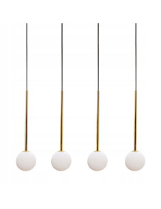 Lampa wisząca ALI G9 z 4 źródłami światła, czarno-złota, nowoczesny design do salonu i biura, metalowo-szklana. 2