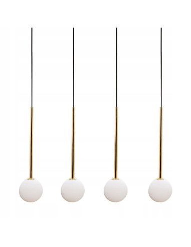 Lampa wisząca ALI G9 z 4 źródłami światła, czarno-złota, nowoczesny design do salonu i biura, metalowo-szklana.