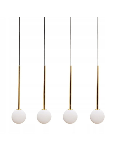 Lampa wisząca ALI G9 z 4 źródłami światła, czarno-złota, nowoczesny design do salonu i biura, metalowo-szklana.