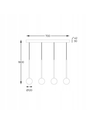 Lampa wisząca ALI G9 z 4 źródłami światła, czarno-złota, nowoczesny design do salonu i biura, metalowo-szklana.