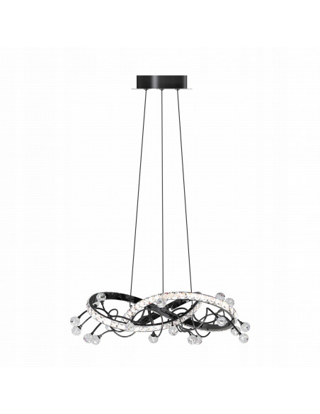 Nowoczesna lampa wisząca MAIA LED w czarnym chromie - elegancki żyrandol do salonu i biura z zintegrowanym źródłem światła.