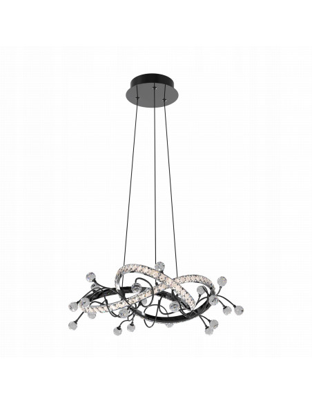 Nowoczesna lampa wisząca MAIA LED w czarnym chromie - elegancki żyrandol do salonu i biura z zintegrowanym źródłem światła.