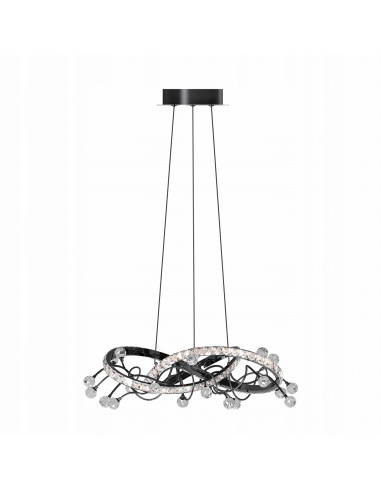 Nowoczesna lampa wisząca MAIA LED w czarnym chromie - elegancki żyrandol do salonu i biura z zintegrowanym źródłem światła.