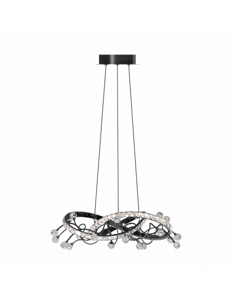 Nowoczesna lampa wisząca MAIA LED w czarnym chromie - elegancki żyrandol do salonu i biura z zintegrowanym źródłem światła.