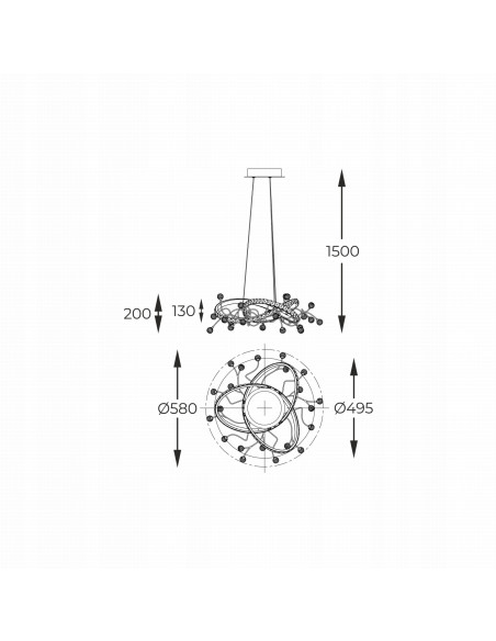Nowoczesna lampa wisząca MAIA LED w czarnym chromie - elegancki żyrandol do salonu i biura z zintegrowanym źródłem światła.