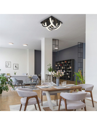 Lampa sufitowa TULA LED z kryształowym akcentem - czarna elegancja w nowoczesnym stylu glamour