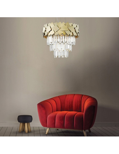 Lampa wisząca QUASAR 6 E14 w złotej odsłonie - nowoczesny akcent do eleganckich wnętrz z regulowaną wysokością