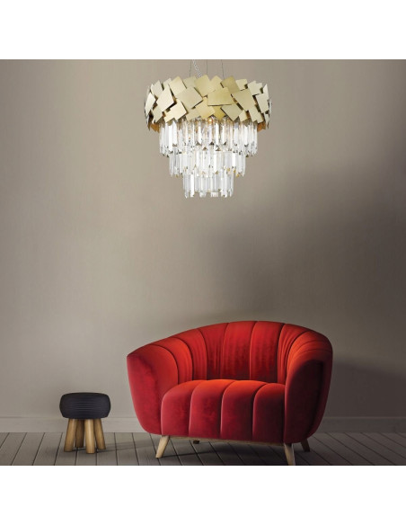 Lampa wisząca QUASAR 6 E14 w złotej odsłonie - nowoczesny akcent do eleganckich wnętrz z regulowaną wysokością