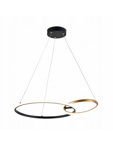 Lampa sufitowa RANDA LED - nowoczesna czarno-złota lampa z regulacją barwy światła do jadalni i sypialni