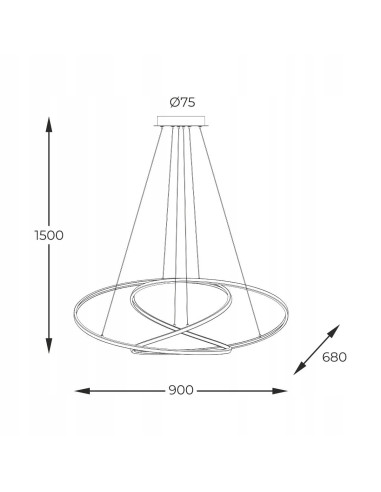 Lampa sufitowa CHOLET w francuskim złocie, LED 56W, elegancka, 150 cm, do salonu, biura i jadalni