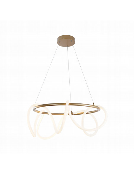 Lampa stojąca BALBO 150 cm LED z regulacją barwy światła, złota, nowoczesny dodatek do biura i salonu