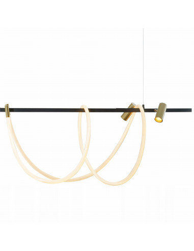 Lampa wisząca BALBO Zuma Line - eleganckie oświetlenie LED 5000 lumenów do biura i jadalni, czarna, nowoczesny design